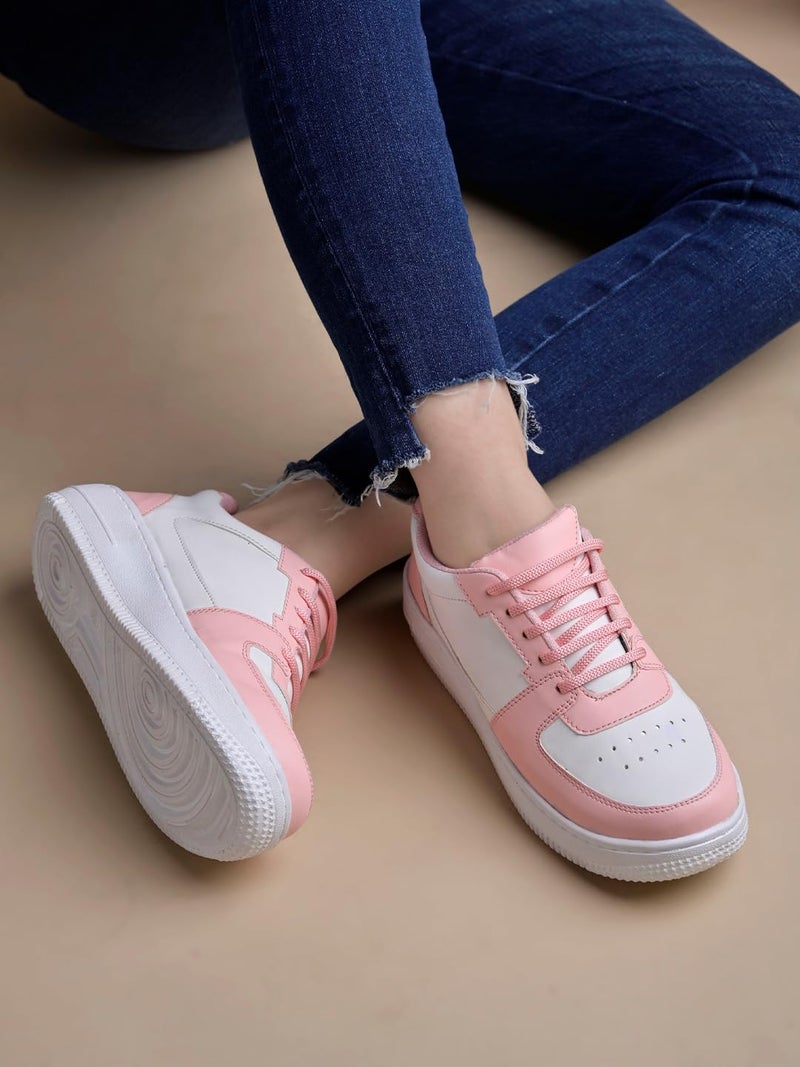 Shoetopia Sneakers, Casual Shoes, Comfortable, Walking, Running Shoes for Women & Girls Pink-EU41 - Image 2