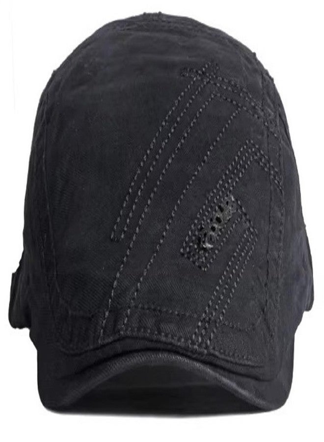 Zacharias Men's Cotton Beret Golf Ascot Cap A-23 (Black_Free Size) (Pack of 1) - Image 3