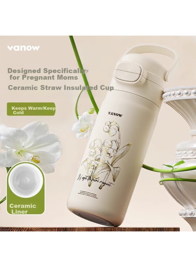 Vanow Maternity Straw Insulated Bottle Large Capacity Ceramic Liner Postpartum Adult Water Cup - Image 1