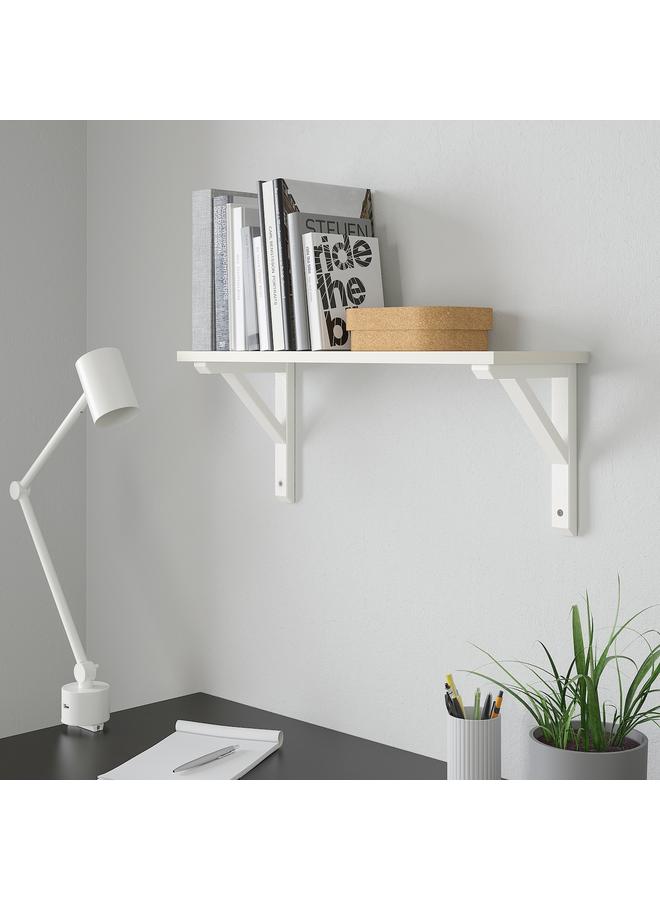 erorex Wall Shelf, White/White Stained Aspen, 59X20 Cm - Image 2