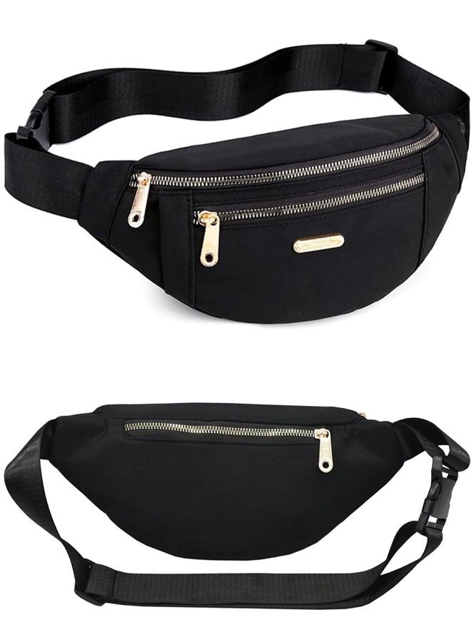 DUNISO Waist Pack for Men and Women Crossbody Waist Bag Pack Belt Bag Wallet for Travel Walking Running Hiking Cycling Outdoor Sports Easy Carry Any Phone Black - Image 2