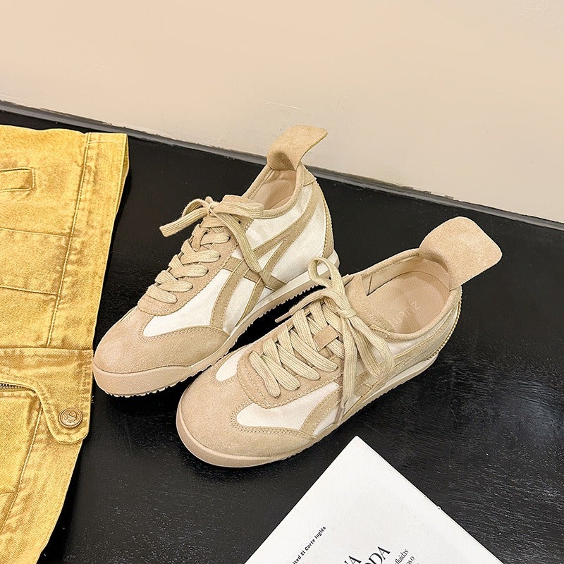 Z U L I N N A / Zu Lin Na Genuine Leather Retro Soft Sole 6cm Hidden Height Increase Yellow German Training Shoes Women 2026 New Style Casual Sneakers - Image 3