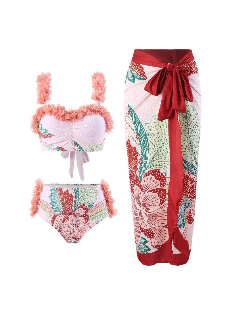 general Women's 3-Piece Swimsuit Chiffon Skirt Style Swimsuit Fashionable Swimsuit Birthday Gift Swimsuit Party Best Gift - Image 1