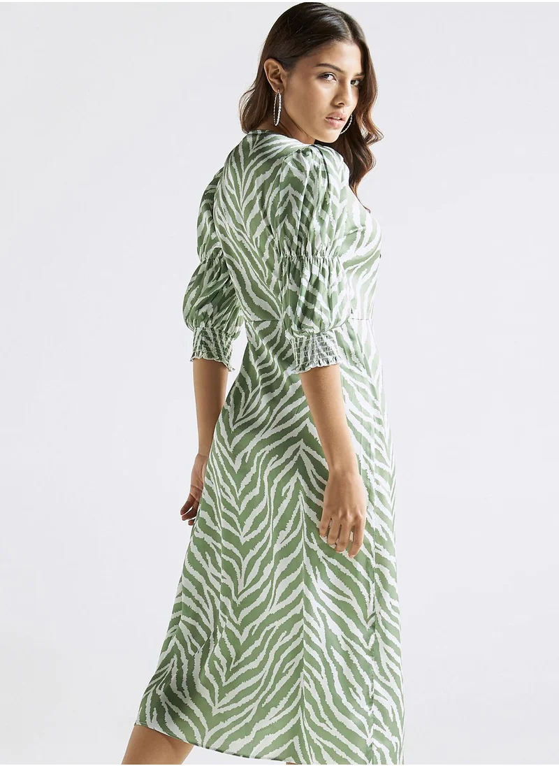 FAV Printed Drawstring Detailed Wrap Dress