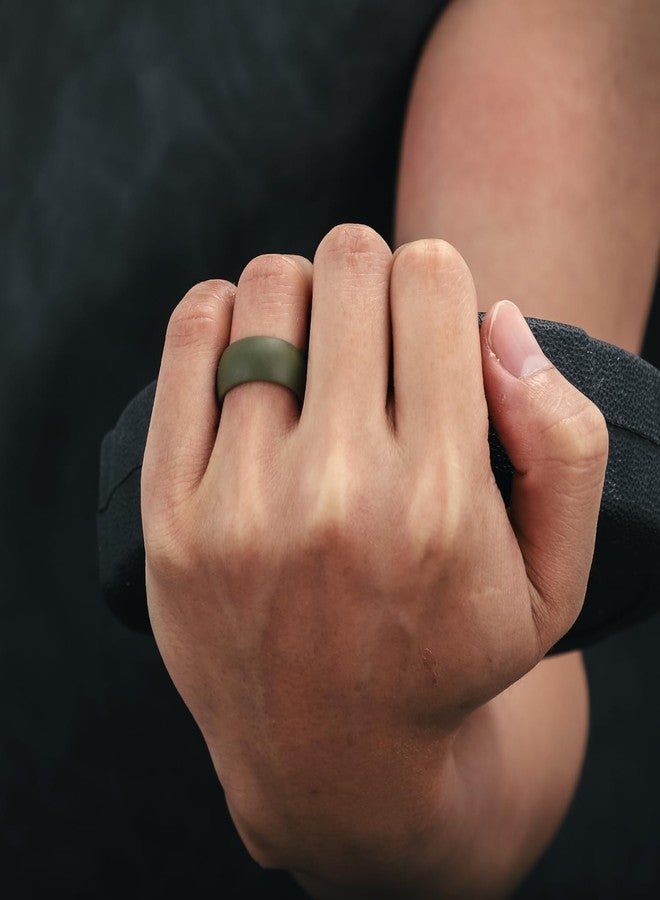 Egnaro Silicone Ring Men 1/4/5/6/7 Multipack of Breathable Mens Silicone Rubber Wedding Rings Bands with Air Flow Grooves - Image 5