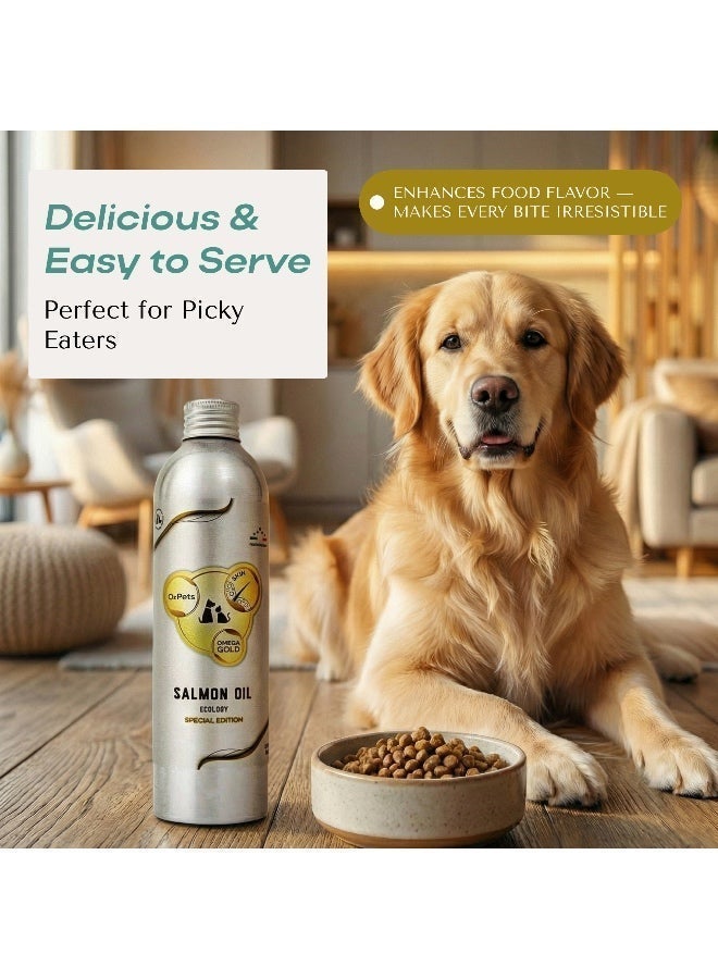 O2pets O2 PETS Omega Gold Skin — Wild Caught Norwegian Salmon Oil for Dogs & Cats, Liquid Omega 3 Food Topper, Skin & Coat Support - Image 2