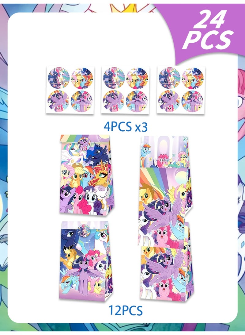 ILovhaprty My Little Pony Party Favor Bags with Stickers – 12 My Little Pony Candy Bags + 12 Round Stickers, 21×12cm Loot Bags for Unicorn Pony Themed Birthday Party Supplies, Goodie Bags, My Little Pony Gift Bags - Image 2