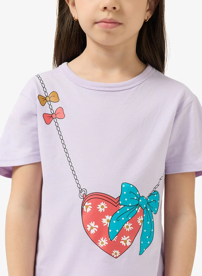 Pinata  Heart Bag Printed Cotton Tshirt for Women | Best Price UAE