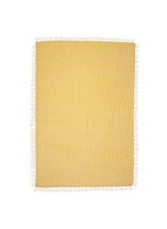 كرين بيبي بطانية Crane Baby Muslin Swaddle Blanket، بطانية خفيفة الوزن من القطن الناعم لعربة الأطفال والحضانة للأولاد والبنات، باللون الأصفر الفاتح، 30 بوصة × 40 بوصة  - Image 2
