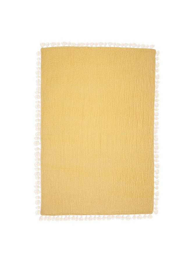 Crane BABY Crane Baby Muslin Swaddle Blanket, Soft Cotton Lightweight Nursery and Stroller Blanket for Baby Boys & Girls, Ochre Yellow, 30" x 40"  - Image 2