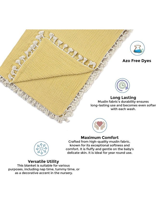 Crane BABY Crane Baby Muslin Swaddle Blanket, Soft Cotton Lightweight Nursery and Stroller Blanket for Baby Boys & Girls, Ochre Yellow, 30" x 40"  - Image 4