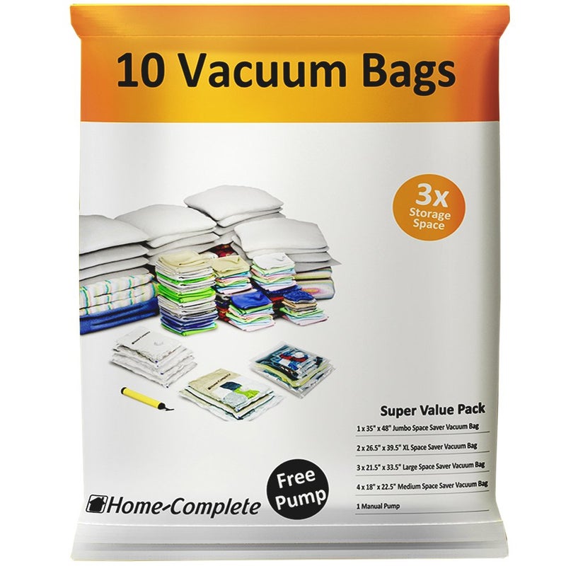 Home Complete Space Saver Vacuum Bags 10 pack with Pump
