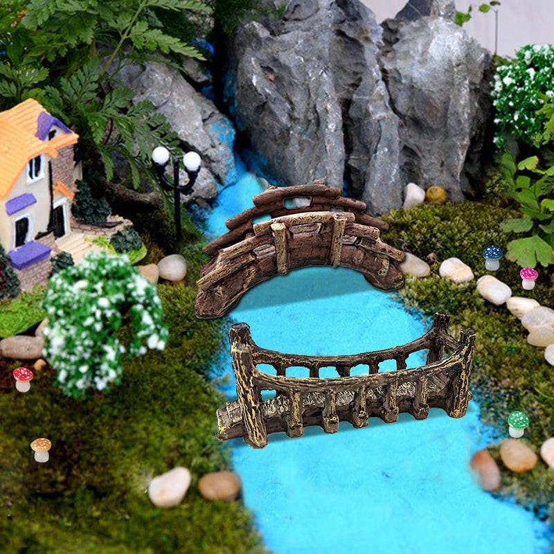 OrgMemory Miniature Bridge, Miniature Garden Accessories Set, DIY Landscape Bridge, Outdoor Fairy Garden Miniatures, Terrariums, Model Train Scenes - Image 4