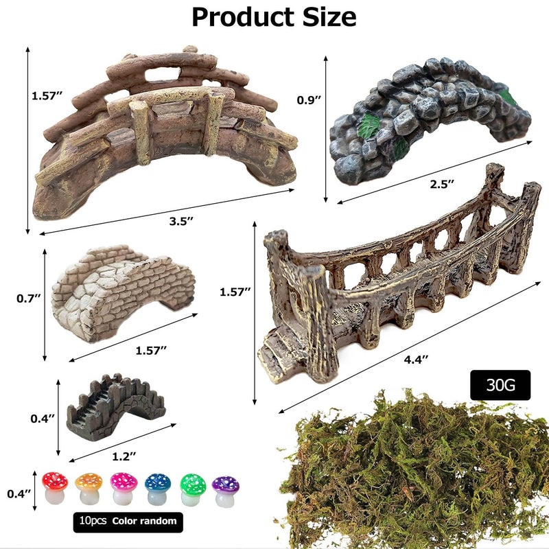 OrgMemory Miniature Bridge, Miniature Garden Accessories Set, DIY Landscape Bridge, Outdoor Fairy Garden Miniatures, Terrariums, Model Train Scenes - Image 2