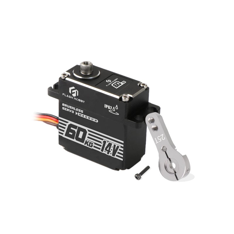 FLASH HOBBY 60KG Brushless Servo IP67 Waterproof Servo 14V High Torque Servo with Full Metal Gear for 18 110 RC Crawler Car Truck or Robotic Parts 360 - Image 2