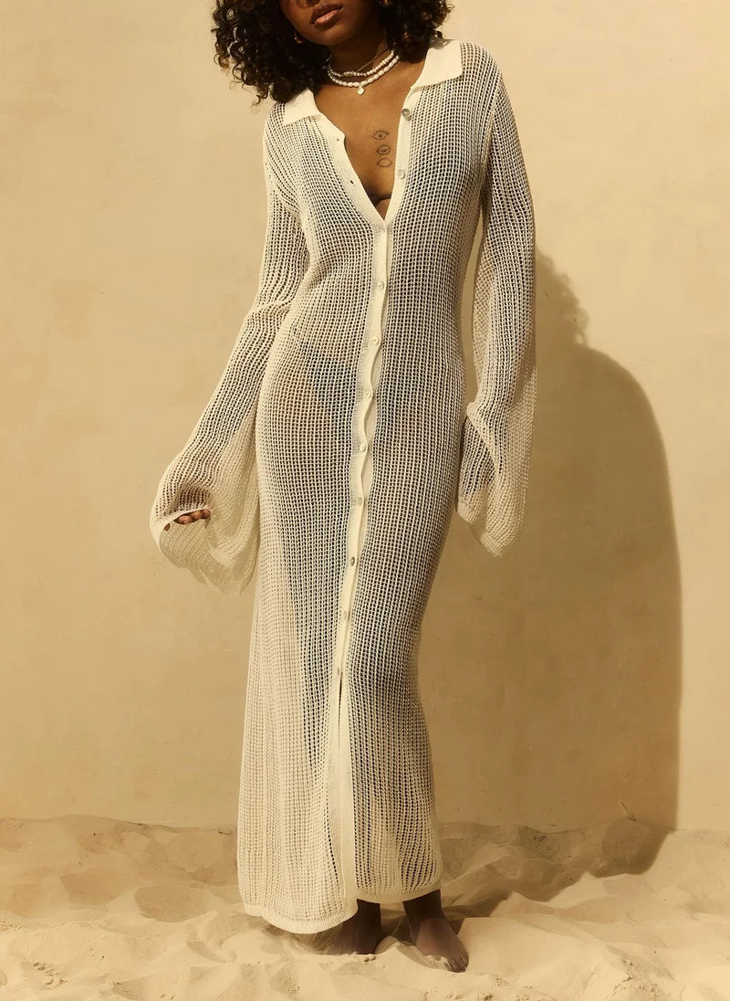 Fine mesh maxi beach dress