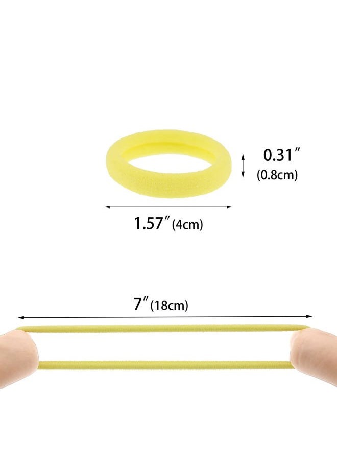 PIDOUDOU - 100 Pack Seamless Hair Ties for Women Girls Ponytail Holders for Thick Hair (light yellow) - Image 1