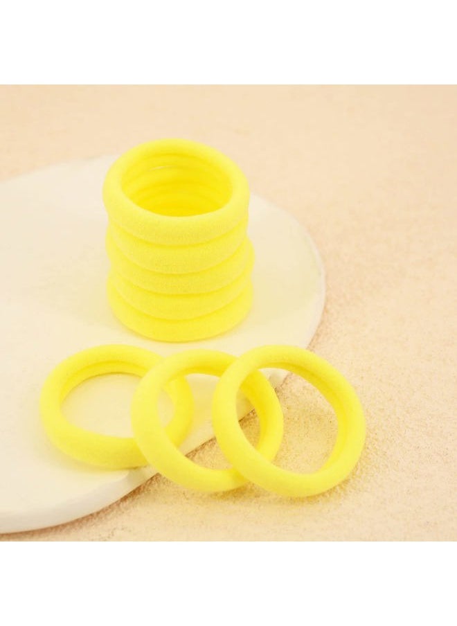 PIDOUDOU - 100 Pack Seamless Hair Ties for Women Girls Ponytail Holders for Thick Hair (light yellow) - Image 1