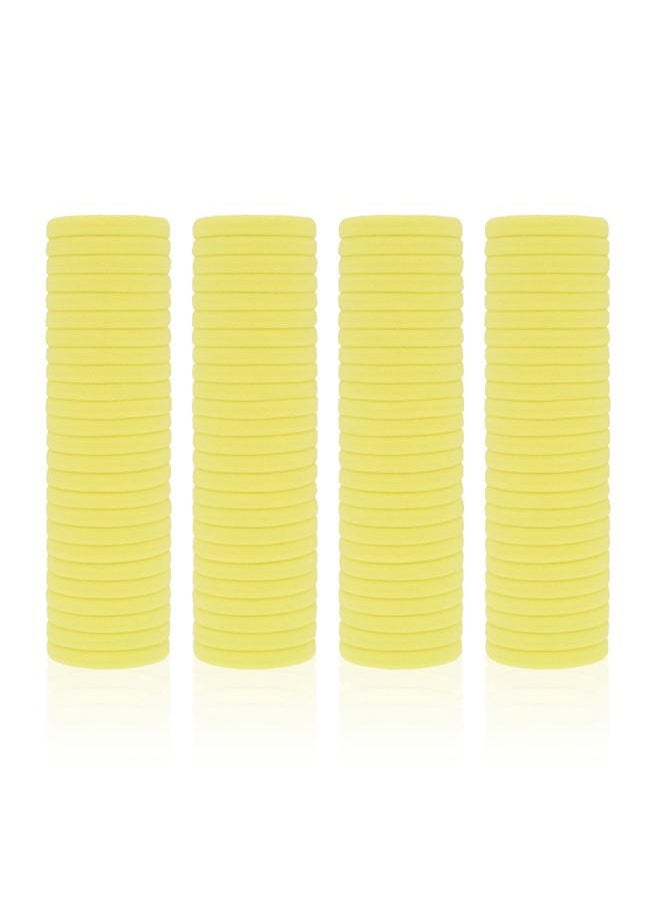 PIDOUDOU - 100 Pack Seamless Hair Ties for Women Girls Ponytail Holders for Thick Hair (light yellow) - Image 1