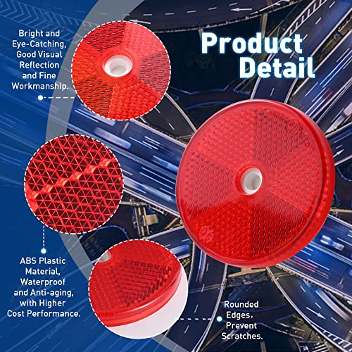 Abnaok 12 Pack Front Reflector Round Reflector for Driveway Fence Gate Posts Trailers Safety Reflectors Automobiles Boats Mailboxes Reflector with Center Mounting Hole - Image 3