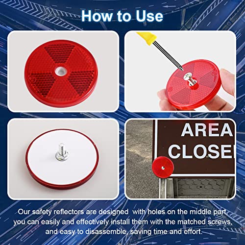 Abnaok 12 Pack Front Reflector Round Reflector for Driveway Fence Gate Posts Trailers Safety Reflectors Automobiles Boats Mailboxes Reflector with Center Mounting Hole - Image 4