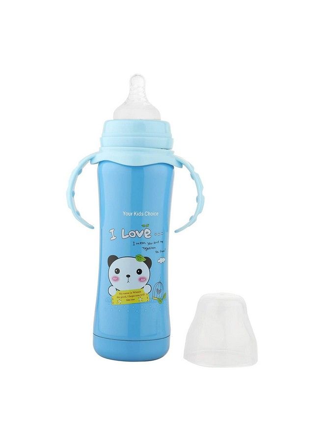DOMENICO Stainless Steel Thermal Insulation Baby Feeding Bottle For New Born Baby;Toddler;Bpa Free;Stylish Design With Handles ; 180 Ml (Blue Random Print) - Image 3
