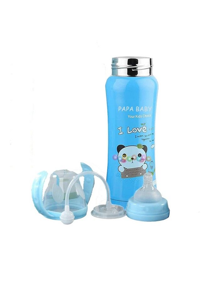 DOMENICO Stainless Steel Thermal Insulation Baby Feeding Bottle For New Born Baby;Toddler;Bpa Free;Stylish Design With Handles ; 180 Ml (Blue Random Print) - Image 2