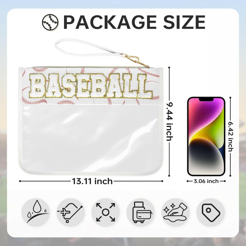 PPeen Baseball Snack Bags Team Gifts Makeup Cosmetic Bag Clear Chenille Letter Zipper Pouch Baseball Accessories Stuff Sport Portable Travel Case - Image 3