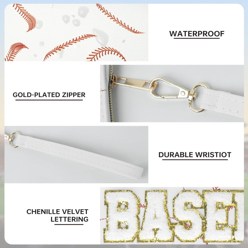 PPeen Baseball Snack Bags Team Gifts Makeup Cosmetic Bag Clear Chenille Letter Zipper Pouch Baseball Accessories Stuff Sport Portable Travel Case - Image 4
