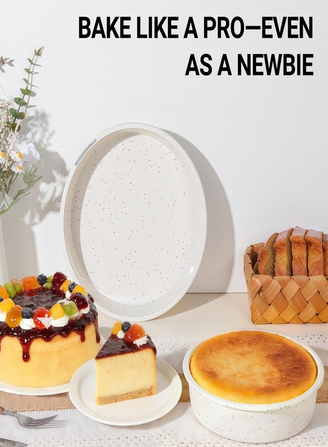 SJ 8 Inch Silicone Round Cake Pan with Metal Reinforced Frame Set of 2, Nonstick Silicone Cake Mold for Baking Suitable for Making Layers, Cheese & Chocolate Cakes - Image 3