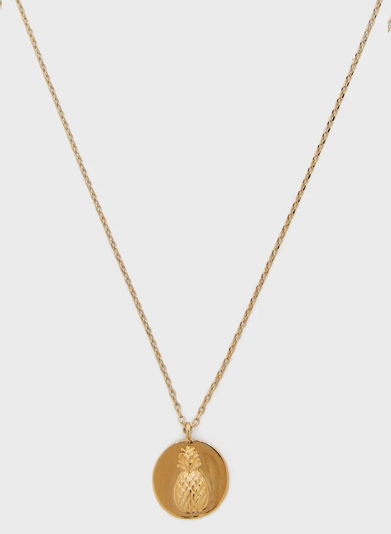 Orelia Aloha Pineapple Disc Necklace