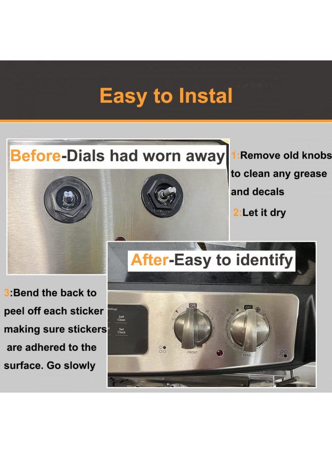 MANWU MANWU 6 Stove dials Sticker for Burner cooktop hob Cooker top Oven Replacement Adhesive knob Symbols (Black Print ON Clear for Silver, White or Light Coloured Cooker Tops) - Image 3
