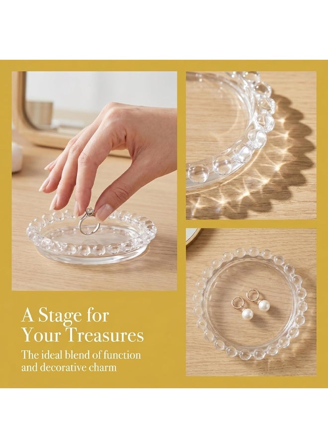 Crystal Bead Mirror Tray, Jewelry Perfume Organizer, Decorative Silver Tray for Home Office - Image 2