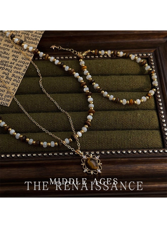 Vintage Tiger Eye Beaded Necklace | Retro Luxury Sweater Chain - Image 3