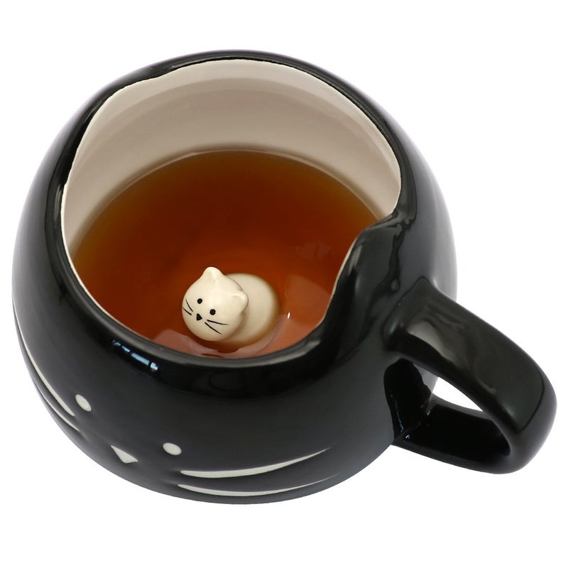 Koolkatkoo Cat Coffee Mugs for Cat Lover, Ceramic Kitty Tea Mug Gifts for Women Girls 12 oz Cup Black - Image 1