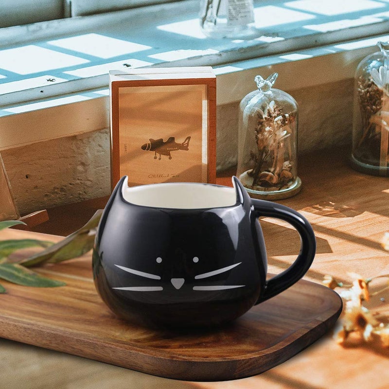 Koolkatkoo Cat Coffee Mugs for Cat Lover, Ceramic Kitty Tea Mug Gifts for Women Girls 12 oz Cup Black - Image 5