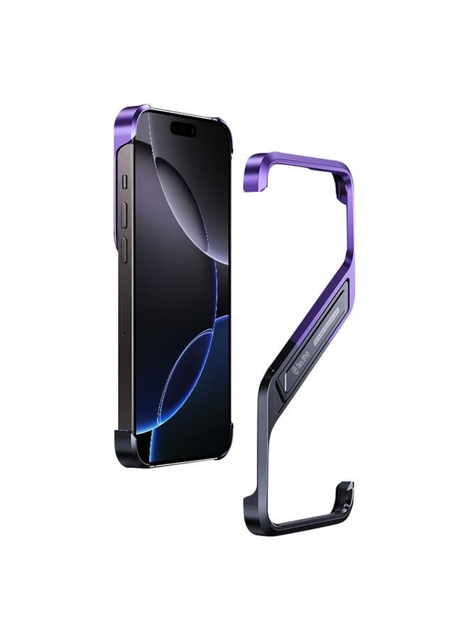 S-TOP Case For iPhone 16 Pro Max S-shaped Stand Frameless Metal Phone Case - Image 1