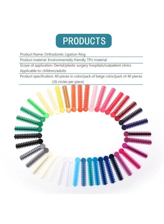 40 قطعة من أربطة تقويم الأسنان - أربطة مطاطية بألوان متنوعة، أربطة مطاطية لتقويم الأسنان، حلقات رباط مرنة متينة لمحاذاة الأسنان وتثبيت الأقواس - Image 5