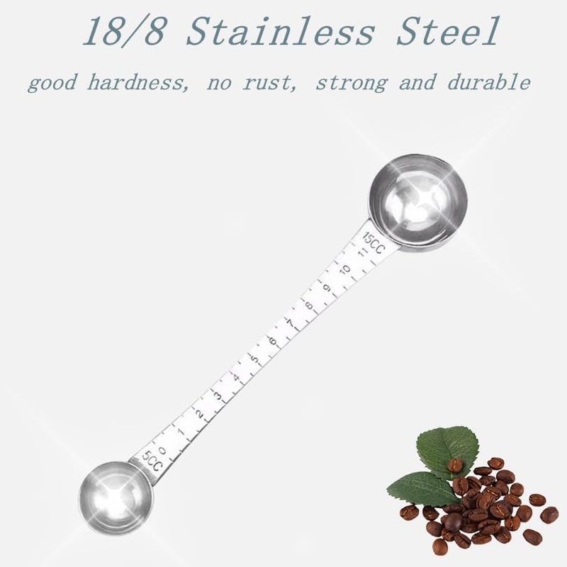 CoaGu Dual-Measure Coffee Scoop Set: 1 Tsp (5ml) & 1 Tbsp (15ml) Long-Handled Stainless Steel Scoops for Precise Coffee and Baking Measurements - Image 4
