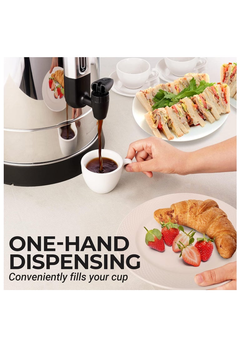 Microplus Water Urn Boiler, 20 Litre Large Capacity, One Hand Use, Stainless Steel, Lockable Lid, External Water Gauge And Cool Touch Handles For Safety, 2000W Silver PS-4759 - Image 2