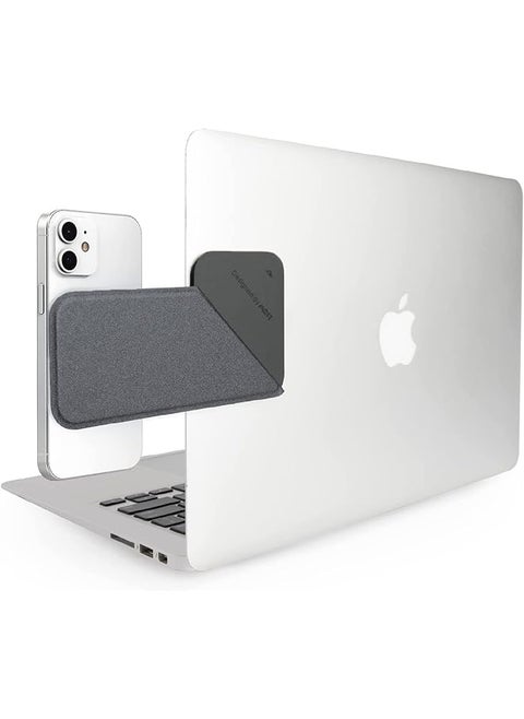 Magnetic Laptop Iphone Mount Continuity Camera Mount Foldaway Portable Laptop Top And Side Holder For Dual Screen Setup Gray