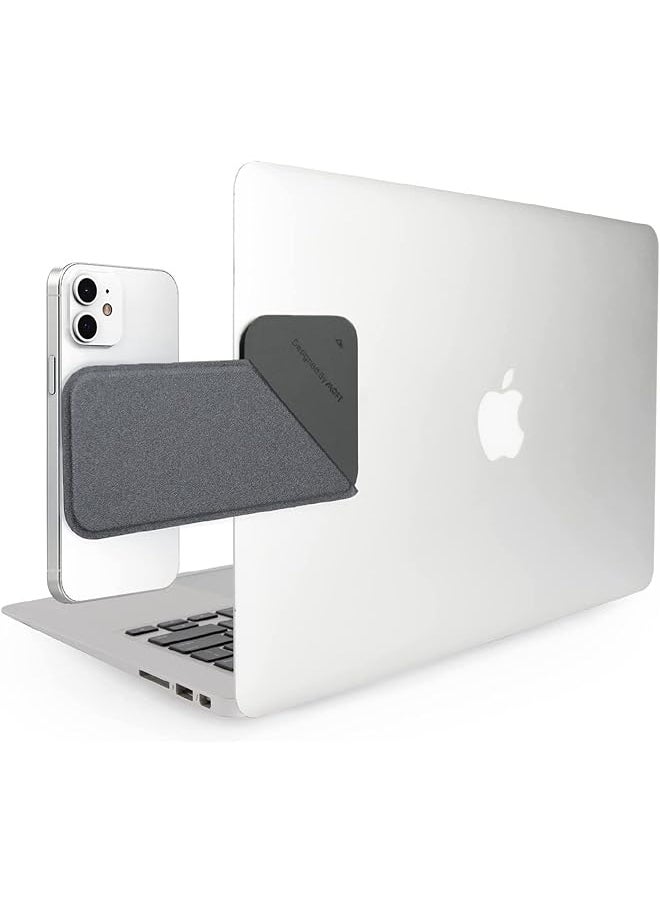 Magnetic Laptop Iphone Mount Continuity Camera Mount Foldaway Portable Laptop Top And Side Holder For Dual Screen Setup Gray