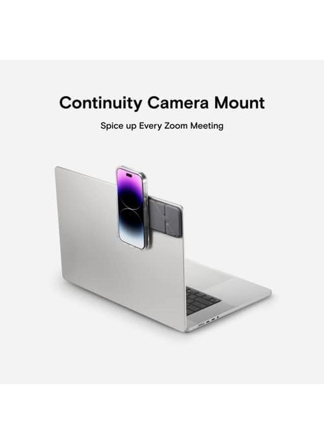 Magnetic Laptop Iphone Mount Continuity Camera Mount Foldaway Portable Laptop Top And Side Holder For Dual Screen Setup Gray