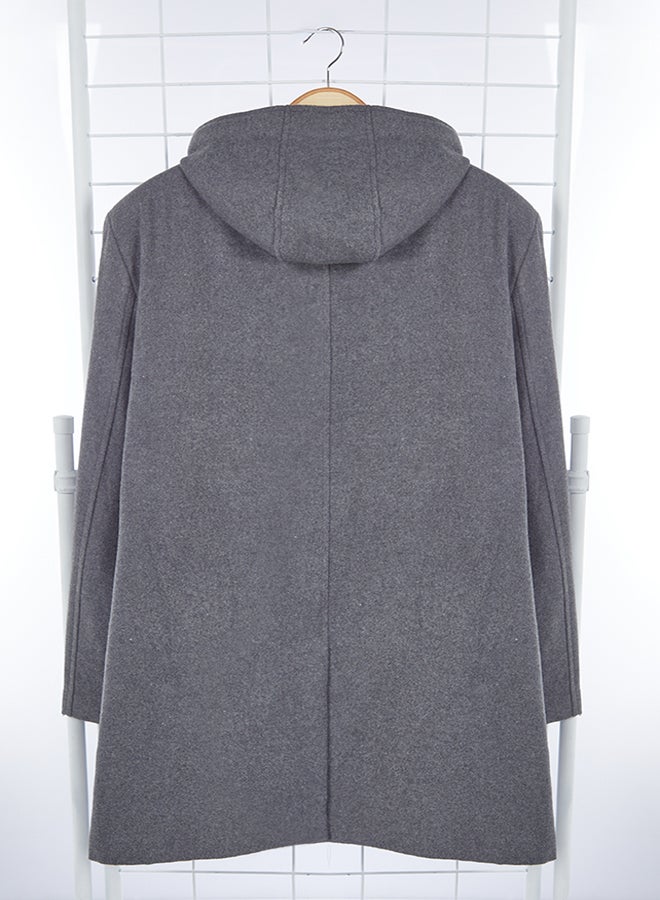Anthracite Men's Winter Wool Blend Hooded Stamp Winter Coat TMNAW25KB00001