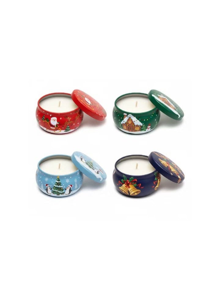 4 Pieces Scented Christmas Candle, Christmas Gifts, 2.5 oz, Christmas Candles, Soy Wax Candles, Scented Christmas Set, Scented Candles Small Gifts for Women, Men, Friends (Multi-Shaped and Colorful)