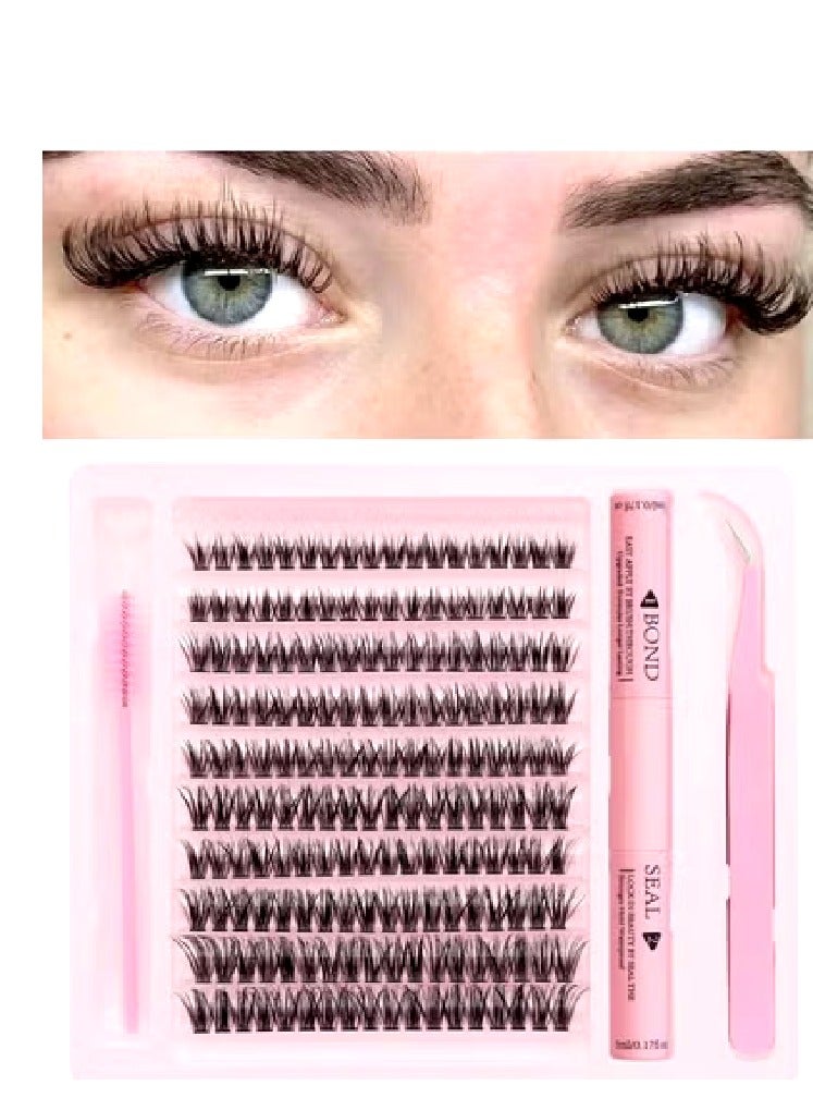 مجموعة وصلات رموش DIY منزلية: إطلالة صالونات التجميل في دقائق! لاصق رموش مقاوم للماء ورموش عنقودية فاخرة. - Image 1