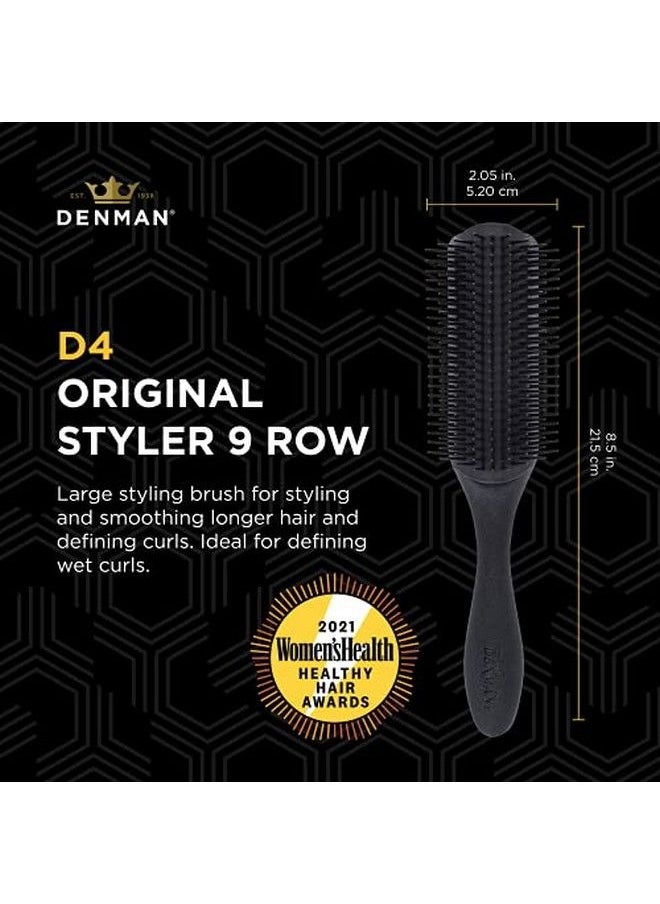 DENMAN Classic Styling Brush 9 Rows (Black) D4 Hair Brush For Blowdrying & Styling Detangling Separating Shaping & Defining Curls  - Image 4