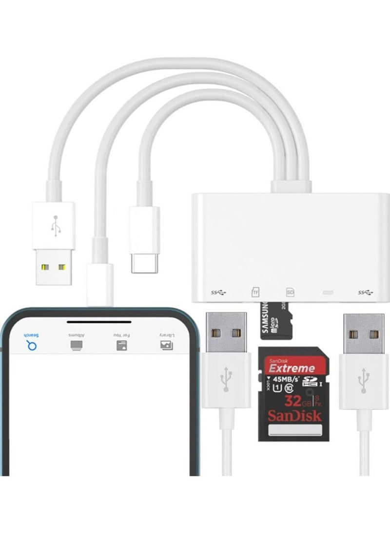 Y&D SD Card Reader, 5 in 1 USB C Camera Memory Plug N Play for iPhone, iPad, Android, Mac, Computer, Camera, MacBook, Supports SD, Micro SDHC, SDXC, MMC and OTG - Image 1