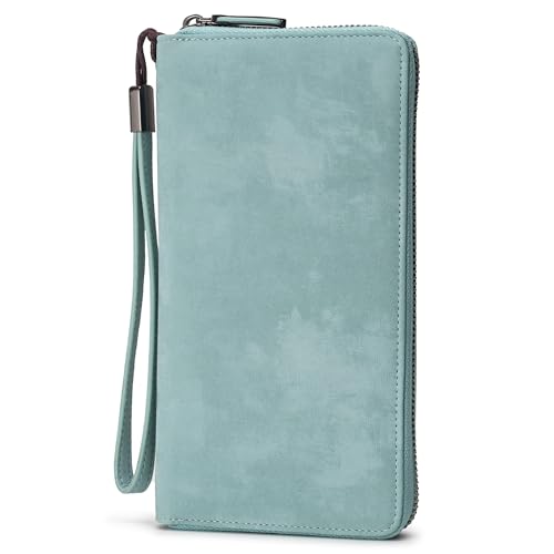 Bveyzi Women RFID Blocking Wallet Leather Zip Around Phone Clutch Large Capacity Ladies Travel Purse Wristlet (Purist Blue) - Image 5