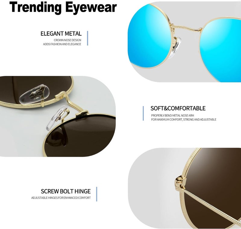 Joopin Vintage Round Sunglasses Men Women Polarized UV400 Protection Metal Frame Circle Oval Retro Sun Glasses Unisex Unisex - Image 5